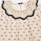 Pocket dress and knitted collar - Stone