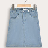 5-pocket denim skirt - blue