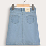 5-pocket denim skirt - blue
