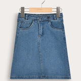5-pocket denim skirt - blue