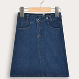 5-pocket denim skirt - dk. blue