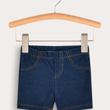 Short denim tights - dk. blue