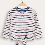 Striped girls' shirt - l.blue/royal