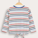 Striped girls' shirt - l.blue/royal
