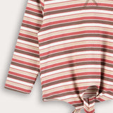 Girls' striped shirt - berry/mocha