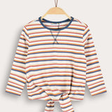 Striped girls' shirt - blue/yellow
