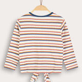 Striped girls' shirt - blue/yellow