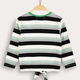 Striped girls' shirt - black / green