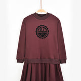 Velvet emblem dress - burgundy