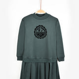 Velvet emblem dress - green
