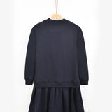 Velvet emblem dress - Navy