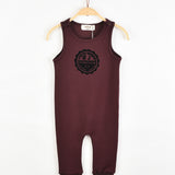 Overalls with velvet emblem - burgundy