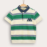 Striped shirt with collar - green