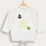 Shirt with crocheted art - beige
