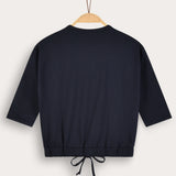 Shirt with crochet art - Navy