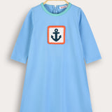 Crocheted combination dress - blue
