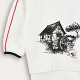 Rustic print layered shirt - white