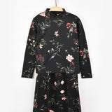 Floral print dress - black