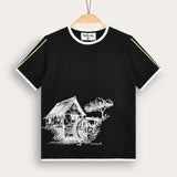 Country Print T-Shirt - Black