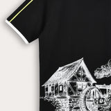 Country Print T-Shirt - Black