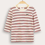 Striped waffle shirt - burgundy