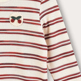 Striped waffle shirt - burgundy