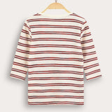 Striped waffle shirt - burgundy