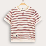 Striped waffle shirt - burgundy