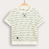 Striped waffle shirt - green