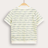 Striped waffle shirt - green