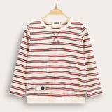 Striped waffle shirt - burgundy