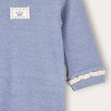 Babygrow with crocheted finishes + hat - blue