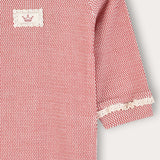 Babygrow with crocheted finishes + hat - red