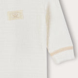 Babygrow with crocheted finishes + hat - beige