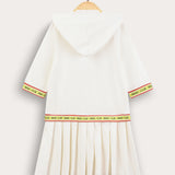 Polo dress with hood - cream