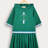 Polo dress with hood - green
