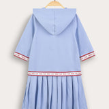 Polo dress with hood - light blue