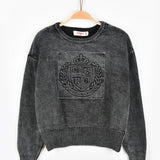 Knitted shirt with a distressed look - black