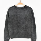Knitted shirt with a distressed look - black