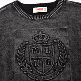Knitted shirt with a distressed look - black