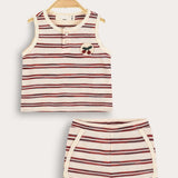 Striped Baby Set - Burgundy