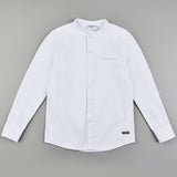 Button-down shirt with a Mandarin collar - white textured