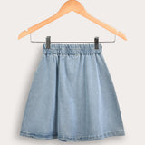 Denim skirt with pockets - light blue