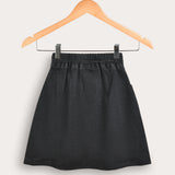 Denim skirt with pockets - black