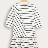 Striped dress with bow ties - green