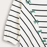 Striped dress with bow ties - green