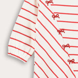 Striped dress with bow ties - red