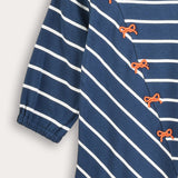 Striped dress with bow ties - blue