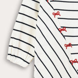 Striped dress with bow ties - Navy