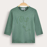 Rivet shirt with embroidery - green